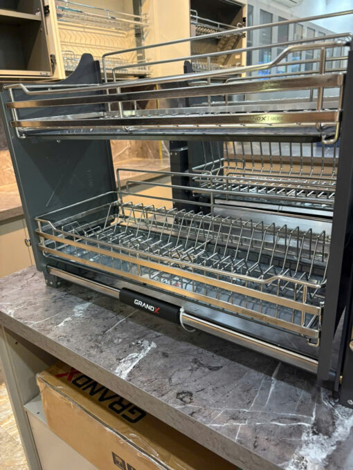 Giá bát nâng hạ nan dẹt khung inox 304 GrandX XL.90S2
