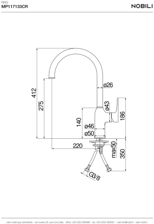 VÒI RỬA BÁT NOBILI RING NB132 - Hình ảnh 2