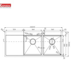 chau-rua-bat-2-ho-workstation-sink-topmount-sink-kn11650td-ban-trai-