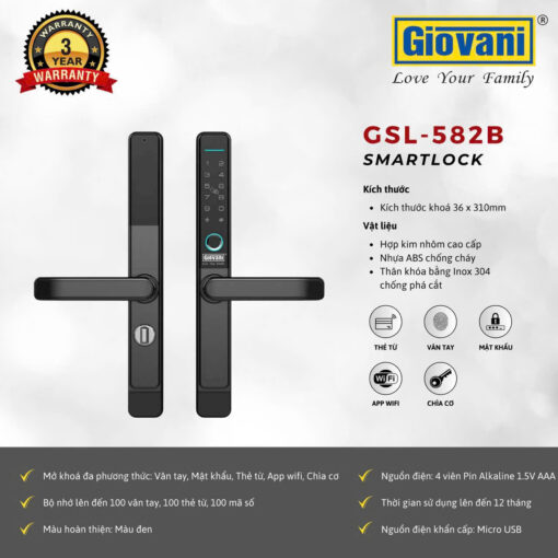 Khóa cửa nhôm GIOVANI GSL-582B